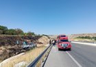 Bariyerlere çarpan otomobil alev aldı: 1 ölü, 1 ağır yaralı