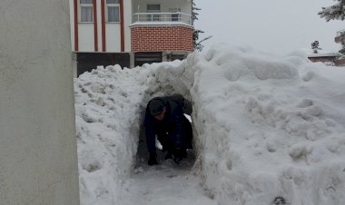 Gölbaşında kar tüneli açıldı