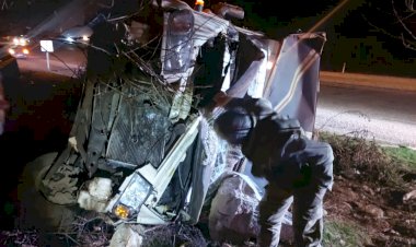 Şarampole düşen kamyonet sürücüsü yaralandı