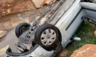 Gölbaşı’nda otomobil şarampole yuvarlandı: 1 yaralı