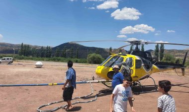 Gölbaşı’nda helikopterle maden araştırması yapılıyor
