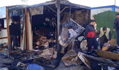 Gölbaşı’nda yanan konteyner kullanılamaz hale geldi